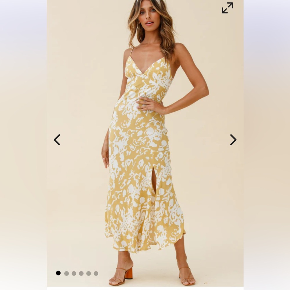 Here Comes The Sun Floral Side Slit Slip Dress Size Large